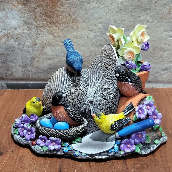 Bradford Exchange Touch Activated Songbirds Sculpture Spring Arrival A O22 Natur - Picture 1 of 11